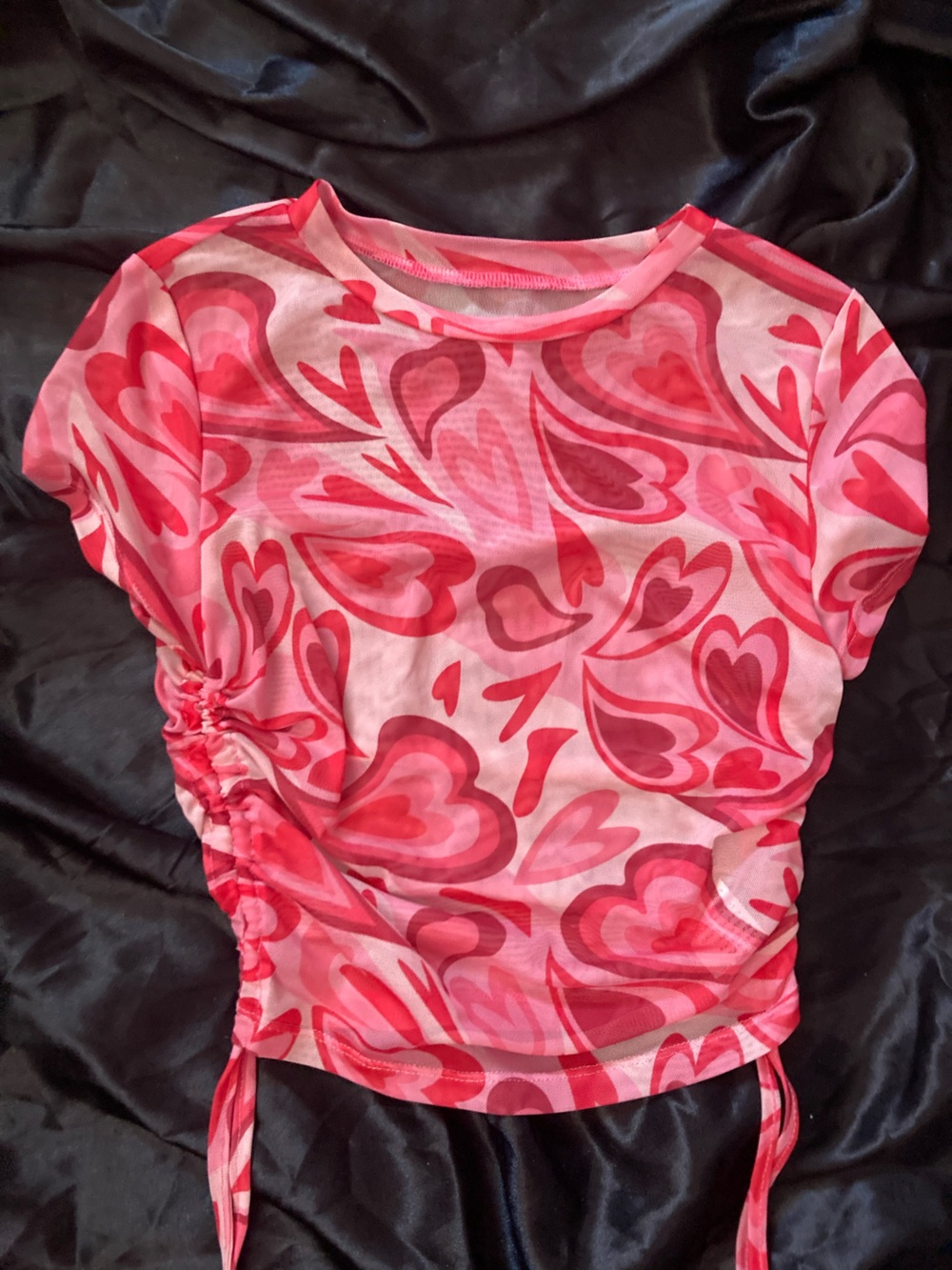 Pink adjustable mesh crop top